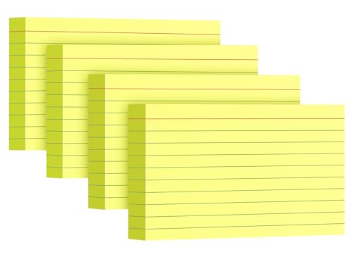 YIZUUN Yellow Index Cards 3x5, 200 Pack, Ruled Index Cards, Flash Cards for Studying, Heavy Note Cards for Office, Home and School, 4 Packs of 50