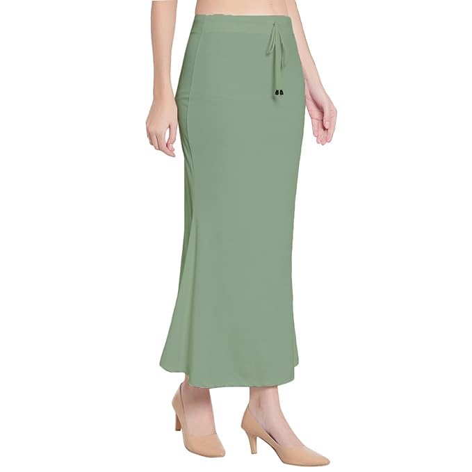 Image of Saree Shapewear Petticoat for Women Cotton Blended Lycra Shaper Petticoat with Elastic & Lace (Drawstring) Long Under Skirt Fishcut Wrinkle Free Shapewear