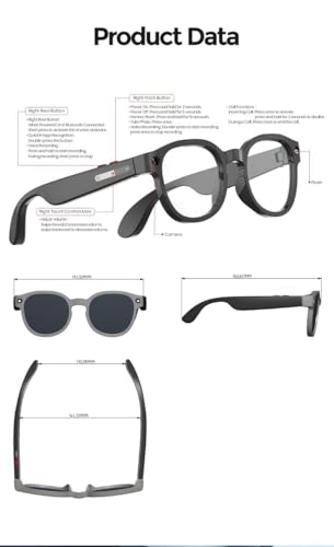 Image of Aeoss Smart AI Glasses with 1080P HD Video Camera & ChatGPT, Real-Time Translation (138 Languages), Bluetooth Audio /Calls, Object Recognition, 3-Lens Kit (Anti-Blue Light, UV, Clear) for Men & Women