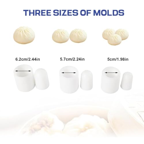 Baozi Maker Machine - łatwa w użyciu prasa do ciasta i 3 formy do domowych bułek gotowanych na parze, gyoza, dim sum