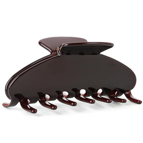 MAORULU Cute Claw Clip for Women 4.3 Large Acetate Hair Clips for Thick Thin Curly Long Hair Durable Hair Clamps Non-slip Jaw Clip Strong Hold Stylish French Design (Chocolate)