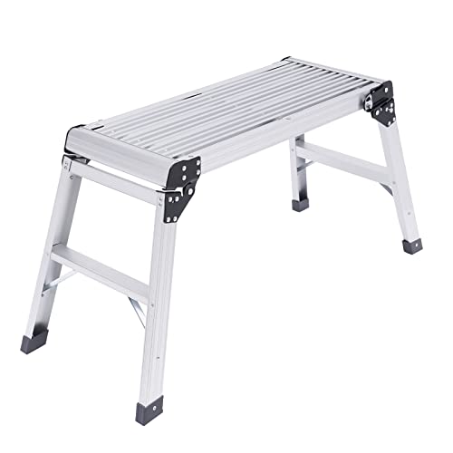 Plataforma de Trabajo y Escalera de Andamios de Aluminio   Banco de Trabajo Plegable Hasta 150 cm   Para Casa, Oficina, Taller, Garaje   76 x 30 cm