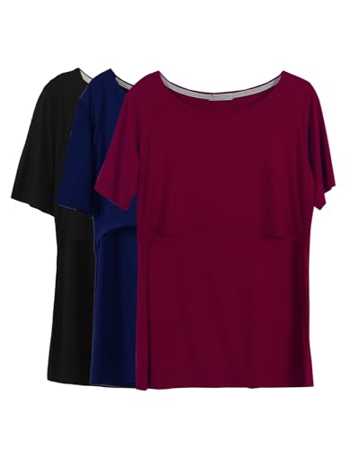 Image of Smallshow Women's Maternity Nursing Tops Short Sleeve Breastfeeding Clothes