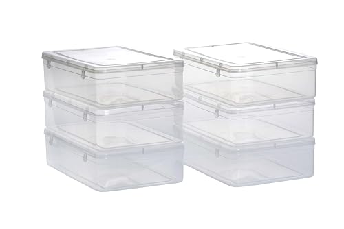 Image of Sthavir Premium Plastic Storage Boxes, Transparent Containers, Large Boxes With Lock System for Jewellery /Medicines /Stationery /Cosmetics /Accessories - 28x19x7 Cm - 3750 ML - Pack of 6 (Size No. - 8)