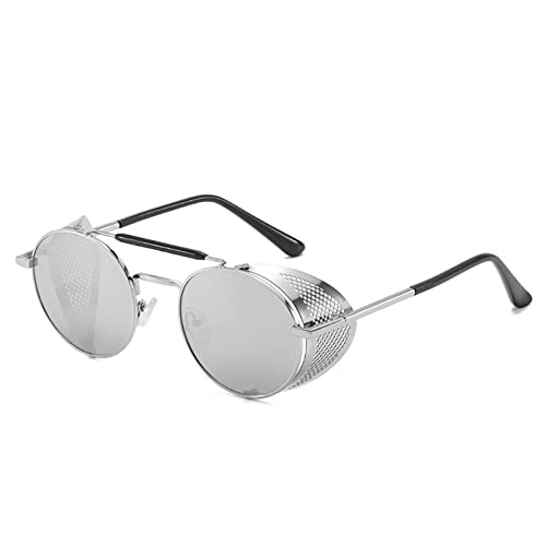 ZENYS Metal Punk Round Frame Sunglasses for Men and Women (Color : G, Size : 1)