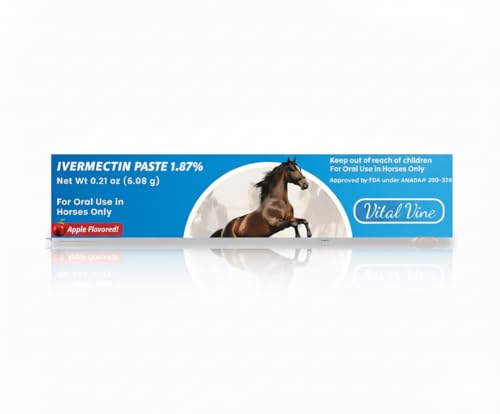Ivermectin Paste 1.87% Apple Flavored – 6.08g – Horse Use Only Max 1250 lb (1 Pack)