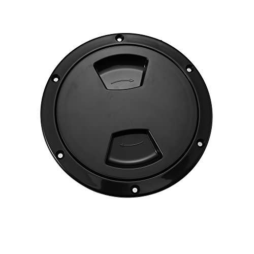 X AUTOHAUX 5 Inch Boat Inspection Deck Plate Hatch Marine Round Inspection Hatch Deck Plate with Detachable Cover Water Tight for Outdoor Installations Black