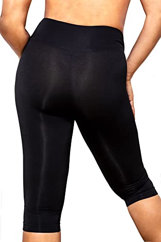 Farmacell 604Y (Black, L) Shapewear Capri Leggings for Women Anti-Cellulite 3/4 Leggings with FIR Effect, Made in Italy - Image 3