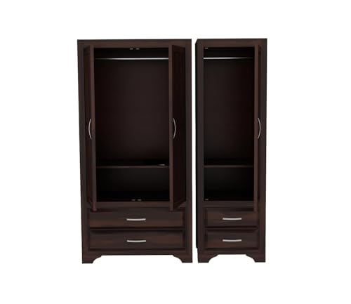 Image of Solid Sheesham Wood Wardrobe Storage | Almirah for Bedroom - Solid Wood Large Cupboard | (C-Walnut)