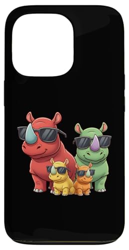 Rhinoceros Family Sunglasses Safari Animal Colorful Rhino �X�}�z�P�[�X iPhone 13 Pro �p