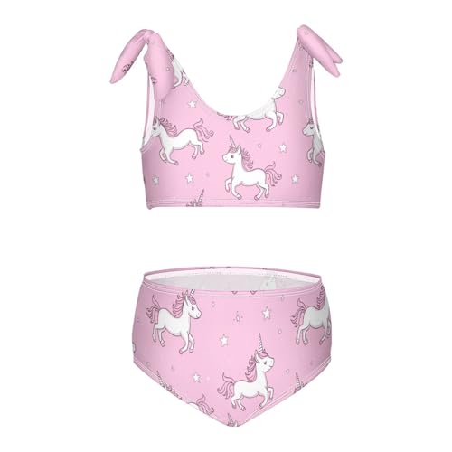 Wusikd Cute Unicorn Girls Swimsuits Two Piece Pink Swimwear Bikini Set for for Girls Size 7-8T
