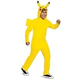 Pikachu Costume for Kids, Official Pokemon Costume Hooded Jumpsuit, Child Size Extra Large (14-16)