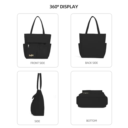 Large Tote Bag for Women, Multi Pocket Casual Shoulder Bag with Zipper, Heavy Duty Everyday Tote for Work, Gym, Beach & More3