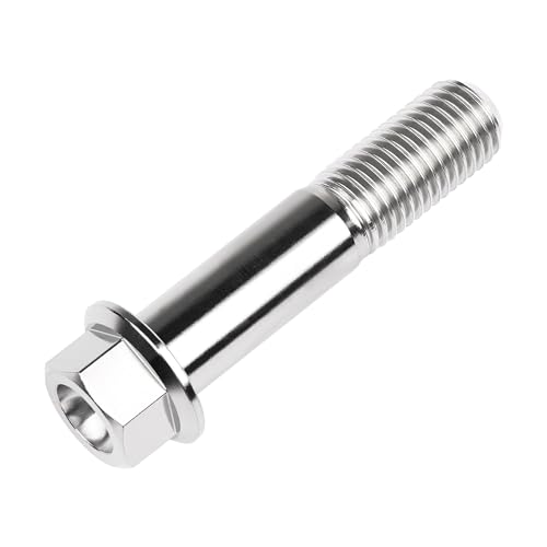 Image of Titanium Bolt M12 30 35 40 45 50 55 60 65 70 75 80 85 90mm Hex Small Flange Head for Motorcycle Car Modification Pack of 4 (M12x55mm Pitch 1.25, Silver)