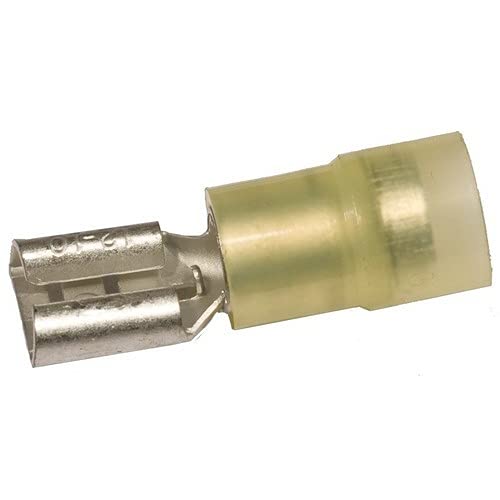 11930 Female Disconnect, Double Crimp, Nylon Insulated, Yellow, 12-10 Wire Size, 0.020"X0.187" NEMA Tab, 200-Pack