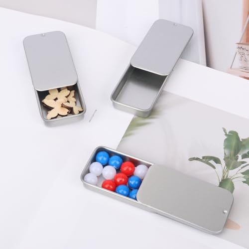 Image of 70 Pack Silver Metal Slide Top Tin Containers, Mini Metal Tin Box with Slide Lid, Empty Lip Balm Containers for DIY Projects, Pills, Candies, Jewelry (2.36 x 1.34 x 0.43 Inch)