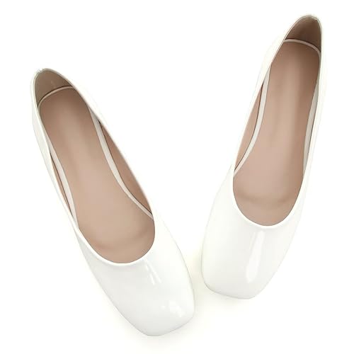 Image of ChaiRong Zhou Women Square Toe Ballets Flats Comfort Slip On Walking Shoes for Driving