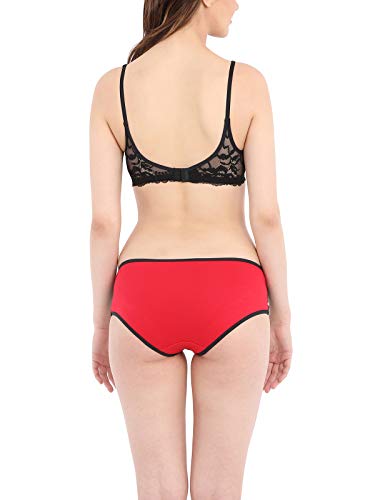 Image of Clovia Women's Cotton Rich Non-Padded Non-Wired Bra & Hipster Panty
