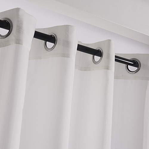 Megachest Cortina tejida de gasa metálica con anillo superior 2 paneles con lazos (28 colores) (algodón liso-marfil, 56 pulgadas de anchoX90 pulgadas de caída (W142 cmXH228.5 cm)) Cover