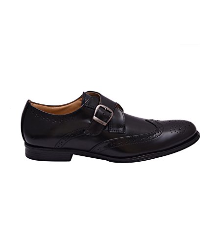 Image of HiREL'S Men Black Brogue Monk Shoes