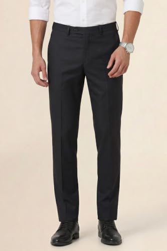Image of Peter England Men Mid Rise Slim Fit Premium Flat Front Formal Trouser