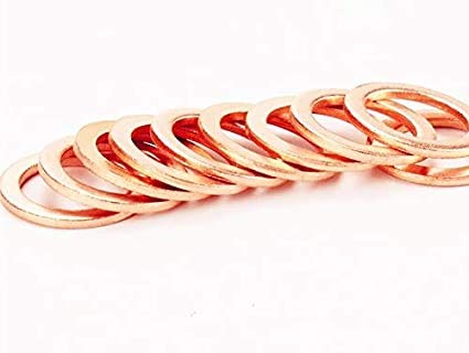 Luoqiufa M10 Flat Washer Copper Sealing Ring, Inner Diameter 10Mm, Outer Diameter 14Mm, Thickness 1.5Mm, Metric Sealing Washer, 30 Pieces #TOP2