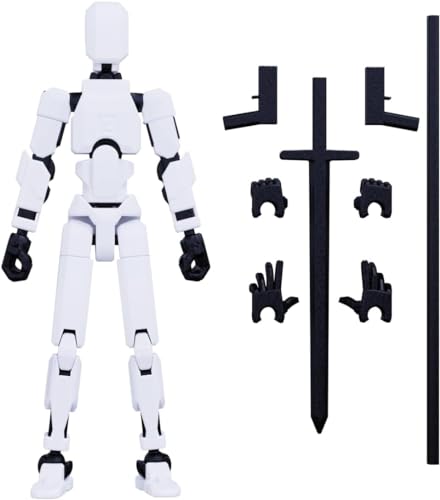 Image of DOOZLE T13 Action Figures, Assembly Completed 3D Printed Dummy Nova Titan Lucky 13 Figures, Multi-Jointed Movable Robot Toys for Display, Drawing & Desk Decor (1, White)