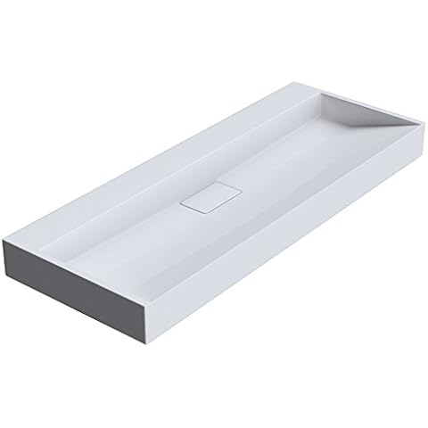 Durovin Bathrooms Luxurious Cast Stone Resin Bathroom Basin - Wall Hung Or Countertop Basin Sink No Tap Hole - Concealed Waste - 1200 x 460mm (WXD) Cover