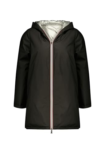 Deeluxe – Chaqueta Kalivia para mujer media larga, reversible 2 en 1, cara mate y cara metalizada, capucha de corte recto, estilo casual, Negro , XS