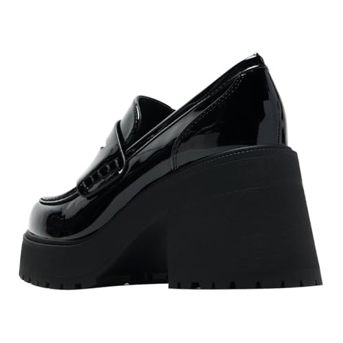 FOWT Women Round Toe Platform Pumps Chunky Block Mid Heel Penny Loafers Stable Casual Outfit Street Shoes Size 4-16 US4