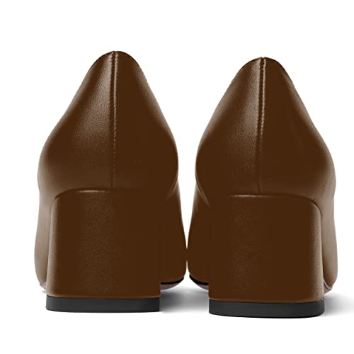 AMBELIGHT Womens Pointed Toe Casual Block Office Matte Slip On Chunky Low Heel Pumps Shoes 2 Inch4