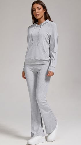 Stylish Women's 2 Piece Outfits Hooded Sweatshirt Flared Leg Pants Combo Perfect for Active Casual Wear4