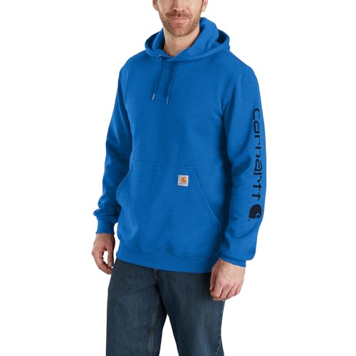 Image of Carhartt Men's Signature Sleeve Logo Midweight Sweatshirt Hooded