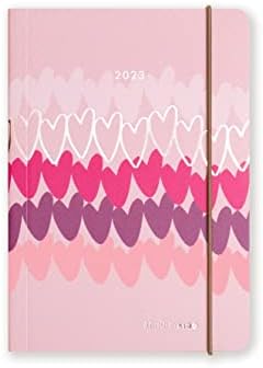 Matilda MOO 2023 Diary - A6 Day a Page - Hearts - Flexible Covers - Pink - Jan to Dec (Pink 2023)
