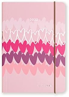 Matilda MOO 2023 Diary - A6 Day a Page - Hearts - Flexible Covers - Pink - Jan to Dec (Pink 2023)