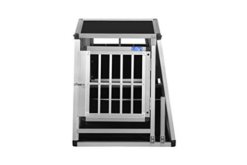 ALPUNA Transportbox N24 – Aluminium Hundebox 82×60×63 cm – Auto Hundebox mit Notausstieg, sicherer Hundetransport im Kofferraum