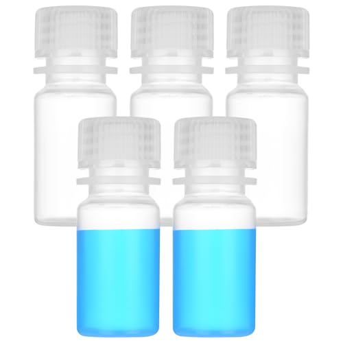 LZHNB 0.5oz/15ml Plastic Sample Bottles with caps, Wide Mouth Reagent Bottle with Lids Leak Proof Containers Water Sample Bottles for Laboratories, Travel(5Pcs)