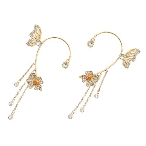 BESTYASH 1 Par pendientes de puños tachuelas brazalete pendientes fiesta pendientes ear cuff pendientes plateados pendientes dorado orejeras manguito de oreja para niñas aleación