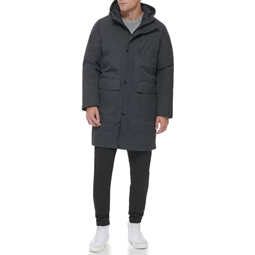 Image of DKNY Men's Water Resistant Hooded Logo Parka Jacket