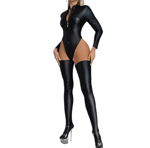 Monos de charol para mujer lencería sexy de fiesta 3