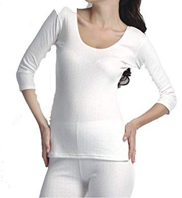 Fashiol Present Supersoft Round Neck 3/4 Sleeves Women/Girls Thermal Slip (Off-White, 38)