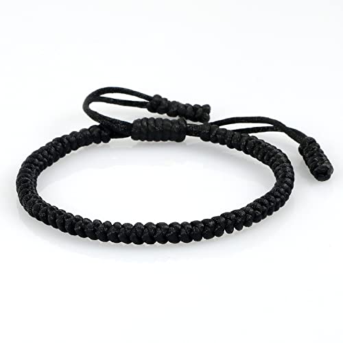 Colorful Bling Handmade Tibetan String Bracelet Adjustable Woven Rope Knot Buddhist Kabbalah Protection Lucky Friendship Bracelets For Mens Womens Amulet Gifts-Black thumb #1