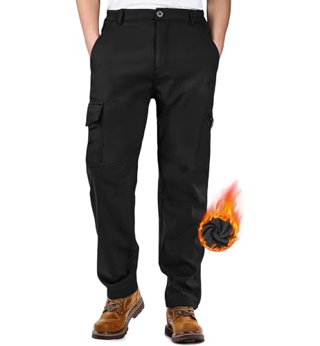 MEETWEE Pantalones de senderismo para hombre, forro polar, con forro polar, aislados para snowboard, trabajo al aire libre, esquí