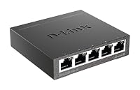 D-Link DGS-105 5 Ports Layer2 Gigabit Switch (bis zu 2000 Mbit/s Datenübertragung pro Port, einfache Plug und Play-Installation, energiesparende Funktionen, lüfterlos, Metallgehäuse) schwarz – Ansicht 1