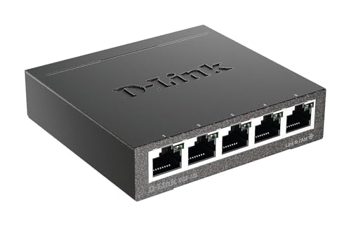D-Link DGS-105 5 Ports Layer2 Gigabit Switch (bis zu 2000 Mbit/s Datenübertragung pro Port,...