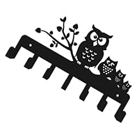 TOBBOMEY Heavy Duty Owl Coat Rack Wall Mount with Hooks Decorative Iron Key Holder for Keys Clothes Hats Creative Home Organizer for Entryway and Bedroom