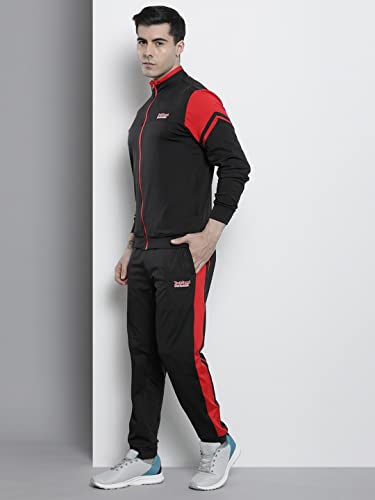 Image of The Indian Garage Co Men Regular Fit Placement Print Highneck Sweatshirt & Joggers Tracksuits