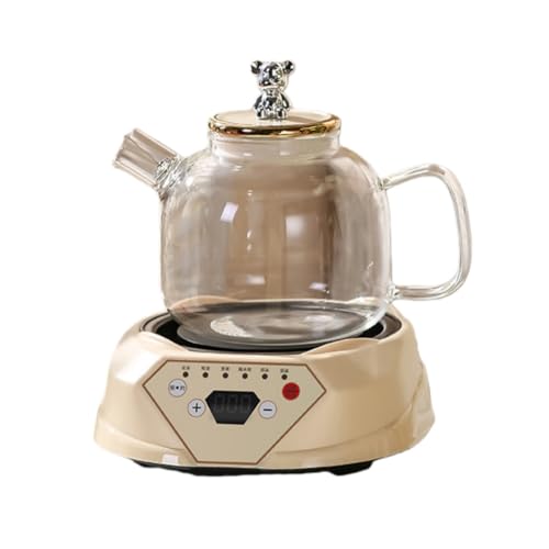 Aeroor多機能電気ケトル、時間を節約して便利な分割健康 高ホウ素健康香りのお茶甘いスープお粥防水シチュー 小型電気 健康花柄ティー断熱材一体型 (スマートベース,ガラスケトル)