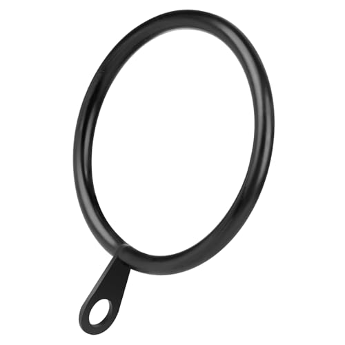 Manysky Curtain Rings with Flat Eyelets, 48 Pack Metal Drapery Rings Curtain Hanging Rings for Pinch Pleat Curtains Panels, 1.5 Inch I D, Drape Rings Fits Up to 1.2 in Curtains Rod, Black