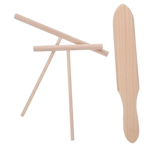 Cabilock 3pcs Crepe Spreader Stick Spatula Kit Wooden Pancake Tool Kitchen Utensil for Crepe Pancake Making